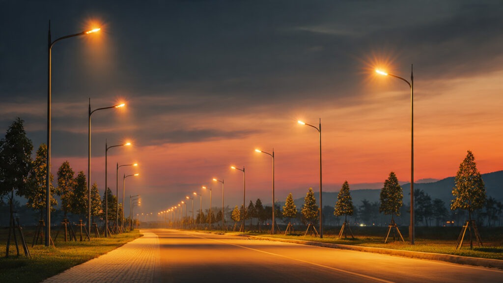 oil palm project involving streetlights
